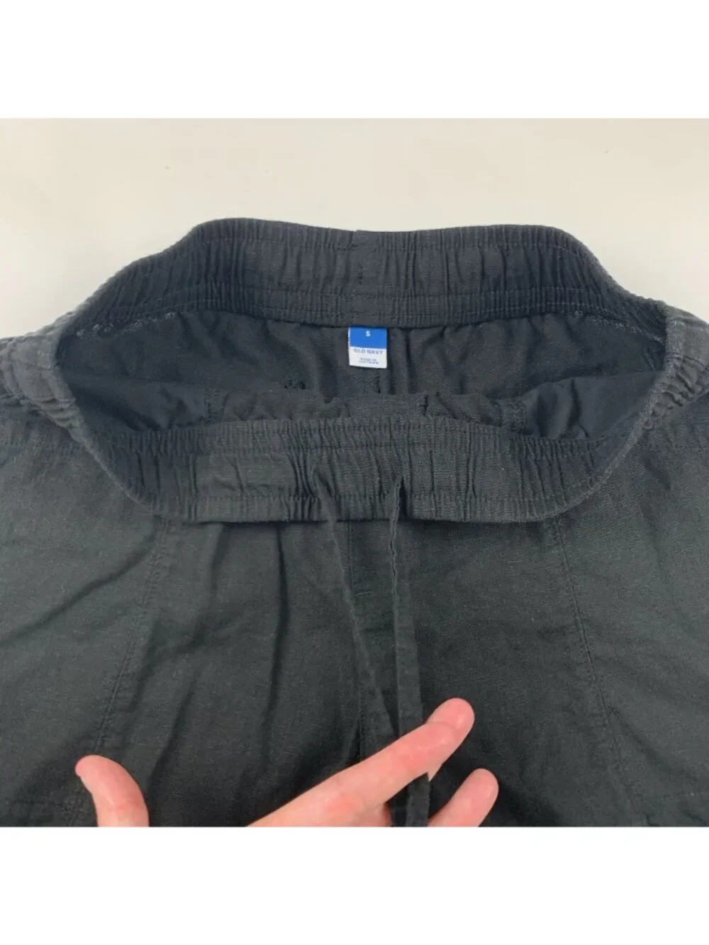 Old Navy Black Linen Blend High Rise Pull On Shorts S - Picture 2 of 5